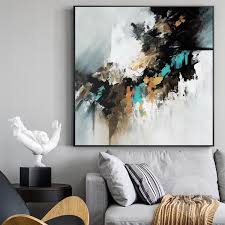 Abstract Yellow Brown Blue Black Landsacpe Canvas Print Painting Wall Art Pictures Painting Ready To Ha Abstract Art Painting Abstract Wall Art Canvas Painting
