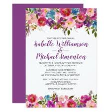 Purple Floral Wedding Invitation Template Zazzle Com Floral Wedding Invitations Floral Bridal Shower Invitations Wedding Invitation Templates