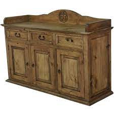 Rustic Wood Sideboard With Texas Star Carving Rustic Pine Furniture Made In Mexico Found On Polyv Rustic Furniture Rustic Kitchen Tables Rustic Wood Cabinets