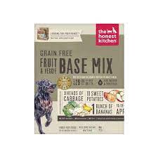 Mix 2 tbsp with an 8 oz of cup of hoy (not boiling) water, and stir briskly. Honest Kitchen Grain Free Fruit Veggie Base Mix Dog Food Only Natural Pet
