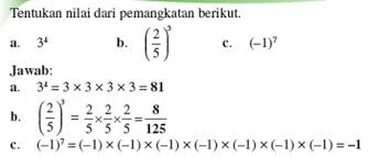 Definisi di atas dijelaskan sebagai berikut: Contoh Soal Bilangan Berpangkat Positif Dan Negatif
