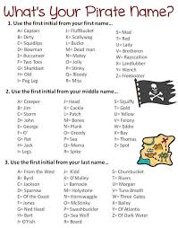 Whats Your Pirate Name Printable Google Search Pirate