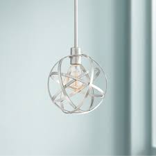 We are taking a small poll to find out what type of light fixture people prefer over their kitchen island. Franklin Iron Works Brushed Nickel Cage Mini Pendant Light 8 1 2 Wide Modern Industrial Orb Fixture Kitchen Island Dining Room Walmart Com Walmart Com
