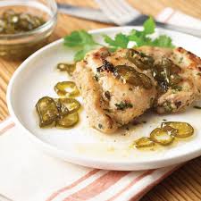 Roasted Chicken Thighs With Candied Jalapeno Confit Recipe From H E B Recipe Confit Recipes Roasted Chicken Thighs Savory Dinner