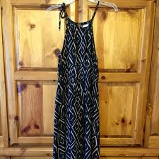 Liz Lange Maternity Maxi Dress Black And Tan Geometric