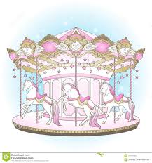 Carousel Cute Merry Go Round With Horses Design For Kids In Pastel Colors Hand Drawn Vector Illustrati Hand Drawn Vector Illustrations Carousel Tattoo Carousel