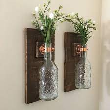Wall Sconce Set Of Two Hanging Flower Vases Rustic Wall Decor Wall Flower Vases Wall Sconces Set Of Two 2 Wonderful Glass Jar Wall Sconces Constructed O