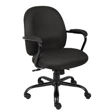 Boss Office Manager Desk Chair Black Crepe Fabric Black Steel Frame And Base Padded Arms 300 Lbs Capacity Pneumatic Lift B670 Bk The Home Depot In 2020 Black Steel Frame Task Chair