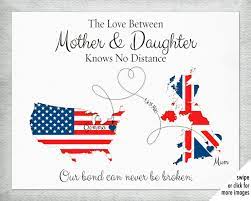Us And Uk Mothers Day Map Gift Long Distance Country Flag Maps Choose Any 2 Countries Map Gifts Best Gifts For Men Long Distance