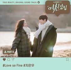 Dizi hala devam eden 'true beauty' adında bir webtoondan uyarlandı. Cha Eun Woo Love So Fine Lyrics True Beauty Ost Kgasa