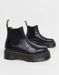 Lucky shoes boots weiß lackoptik kunstleder dr. Dr Martens 2976 Quad Schwarze Chelsea Stiefel Mit Plateausohle Asos