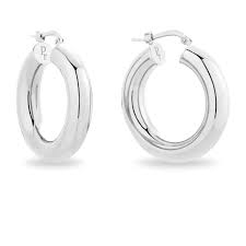 Chunky sterling silver hoop earrings. Silver Chunky Hoop Earrings Small Patty Rose Jewellery Wolf Badger