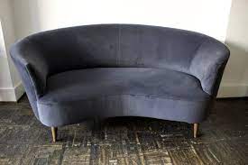 The black chenille stripe marquee loveseat is a cozy versatile striped silhouette that mixes and matches with solids and patterns. Small Curved Sofa Or Loveseat Italy 1950s At 1stdibs