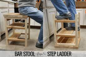 Follow along with these simple plans to build your very own set of two bar stools. Build A Hoosier Step Stool Diy Bar Stool Step Ladder Combo Using 2x4s Remodelaholic Step Stool Diy Step Ladders Diy Bar Stools