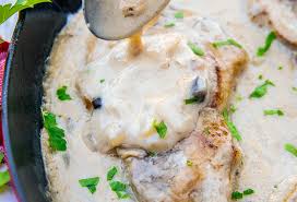 The sweetness in fruit brings out the natural sweetness in the pork. Baked Pork Chops With Cream Of Mushroom Soup The Kitchen Magpie