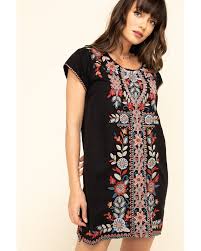 Johnny Was Women S Black Embroidered Maisie Dress In 2020 Embroidered Dress Dresses Casual Boho Dresses