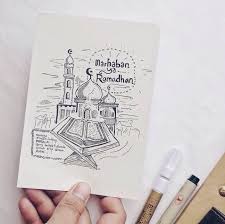 Marhaban Ya Ramadhan Seni Islamis Kartu Ilustrasi