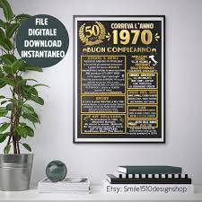 Poster 50 Anni Quadro Ricordo Compleanno 50 Anni Correva Etsy Compleanno Compleanno Vintage 50 Compleanno