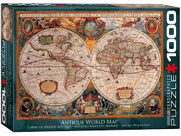 Features all the #disney characters in a 1000 piece #jigsawpuzzle. Jigsaw Puzzle Antique World Map 1000 Pc By Eurographics