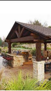 Incorporate a pergola over your grill station or outdoor bar for a quick fix for an outdoor kitchen cover. A Gable Roof Is A Roof With Two Sloping Sides That Come Together At A Ridge Creating End Walls With A Triangular E Backyard Patio Backyard Diy Outdoor Kitchen
