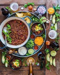 Layer the base items with the chili. Game Day Situation Sorted Chili Party For All Recipe In The Cookbook Link In Profile Happy Chili Party Delicious Healthy Recipes Delicious Dinner Recipes