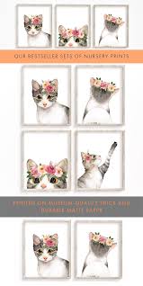 Cat Art Set Of 4 Cat Prints Cat Wall Art Kitten Kitty Wall Etsy Nursery Decor Girl Nursery Animal Prints Animal Nursery Art