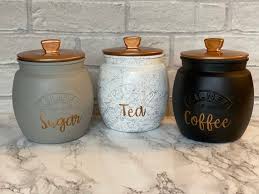 American atelier mosiac 8 coffee or tea canister with wooden lid blue and white. Tea Coffee Sugar Kilner Black Grey Marble Canisters Ceramic Canister Set Tea And Coffee Jars Kitchen Jars