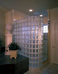 Bathrooms with showers glass block: Home