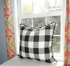 Black And White Plaid Pillows Buffalo Black White Plaid Pom Pom Pillow Cover Black Large Plaid Pillow Cover Pom Pom Plaid Pillow Cover Choose Size Plaid Pillow Covers Pillows Pom Pom Pillows
