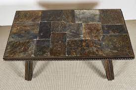 Stone tiled top cocktail table with rope twist wrought iron base, france c. Wrought Iron And Tiled Stone Coffee Table Collections Eric Appel