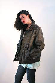80s Leather Bomber Jacket Xl Unisex Aviator Vintage A 2 Style Etsy Leather Bomber Jacket Bomber Jacket Distressed Leather Jacket