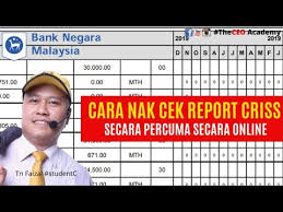 Semakan wajib dibuat oleh setiap rakyat malaysia yang mahu membuat pinjaman terutama pinjaman perumahan. Cara Nak Cek Report Record Criss Bank Negara Anda Secara Percuma Dan Secara Online Youtube
