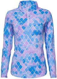 Ibkul Ladies 1 4 Zip Long Sleeve Mock Neck Top Ariel Print