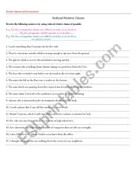 Animal species using relative clauses survey worksheet. Reduced Relative Clause Esl Worksheet By Ceglencarmen