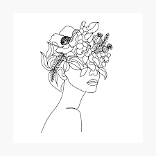 Maybe you would like to learn more about one of these? Abstract Face With Flowers Line Art Drawing Portrait Minimalistic Style Botanical Print Flower Head By O Line Art Drawings Line Drawing Tattoos Outline Art