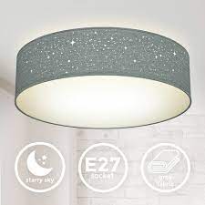 Scegli la consegna gratis per riparmiare di più. B K Licht Plafoniera In Tessuto Grigio Con Effetto A Stelline Attacco Per 2 Lampadine E27 Non