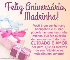 Mensagem De Aniversario Para Madrinha Feliz Aniversario Neste dia tao especial, a sua mensagem e muito importante para lembrar alguem do quanto ela e amada e do quanto existem pessoas que querem apenas o melhor para ela. mensagem de aniversario para madrinha
