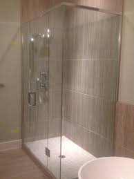 Corner Shower Door Hung On Sidelight Full Header Square Hardware And Header Small Bathroom Remodel Corner Shower Glass Shower Enclosures