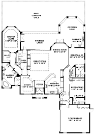 Ranch Kitchen In Front Front Kitchen Mediterranean Home Hwbdo68775 Florida House Plan Fr Mediterranean Style House Plans Florida House Plans House Plans