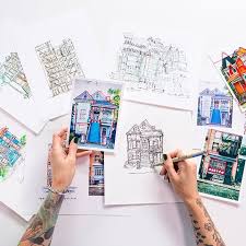 Peggy Dean Is Back To Teach You How To Create A Quaint Illustration Of Your Home Line Drawing Art Tutorials Lettering