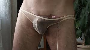 HandsFree Cum in transparent thong