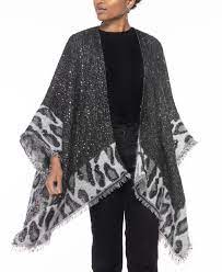 Inc ESF-12319 Womens Sequin & Animal-Print Border Topper, Black Grey, OS |  eBay