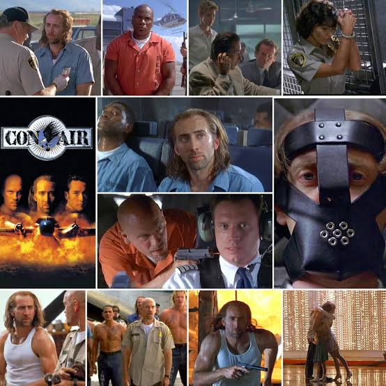 Con Air (1997) Cameron is a wrongly convicted prisoner who is going to be  released when his plane is hijacked by other criminals. While they seize  control of the plane, he attempts