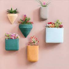 Set Of 6 Wall Hanging Planter Vase Resin Wall Decor Container Etsy In 2021 Small Potted Plants Wall Planters Indoor Ceramic Wall Planters