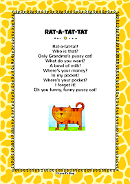 Here is a list of rhyming words for cat's or for fun you can unscramble cat's. Rat A Tat Tat Nursery Rhyme Free Video Lyrics Activities