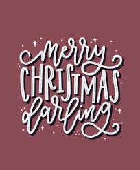 White Hand Drawn Cursive Letters That Read Merry Christmas Darling With Black Shadows On A Soft Red Background Surrounded By White S Calligraphie Ordinateur