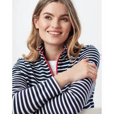 Joules Pip Half Zip Striped Sweatshirt Navy Cream Stripe at irishuk