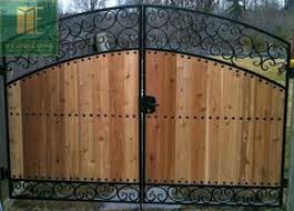Handmade Gates Custom Wrought Iron And Cedar Gate Design In Toronto House Gate Design Gate Design Iron Gate