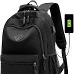 Mochila Oxford grande impermeable negra para negocios, universidad, viajes,  portátil, con puerto de carga USB, mochila casual, Negro -, Computadora ...