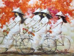 Image result for tranh ve thieu nu viet nam